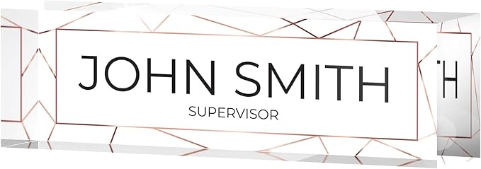 Desk Name Plate Personalized, Custom Name Plates, 2½/x8 Inches, Thick Crystal-Clear Acrylic, Gift Box, Office Desk Decor. USA Made by ACRYLUXE (White)