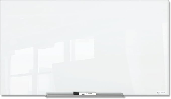 Quartet Magnetic Dry Erase Board, 96" x 48" Glass White Board for Wall, Frameless, InvisaMount, White (Q25F04IMW)