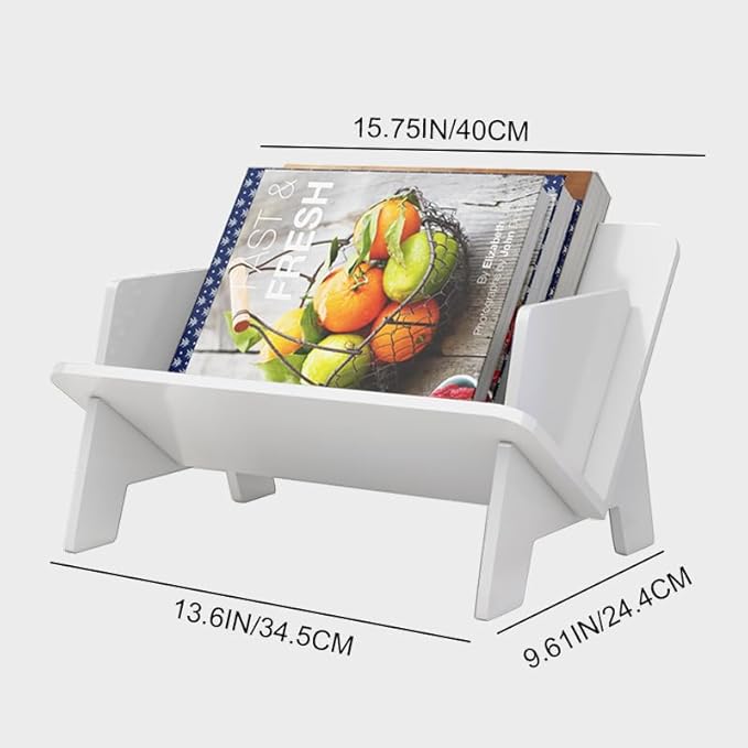 Wood Bookcase in Living Room/Home/Office, Desktop Book Shelf Organizer Bookshelves Storage Rack for CDs/Magazine/Books Display (White, 13.6")