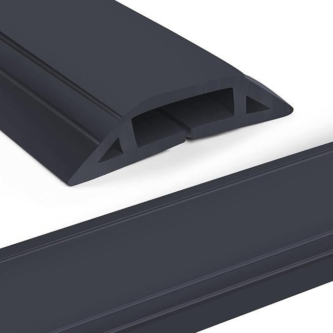 Eapele Floor Cord Cover 6.5ft Cord Covers for Wires on Floor, Heavy Duty Extension Cord Cover, Rubber Floor Cable Cover, Prevent Trip Hazard for Sidewalk Home Office Outdoor or Indoor Settings (Grey)