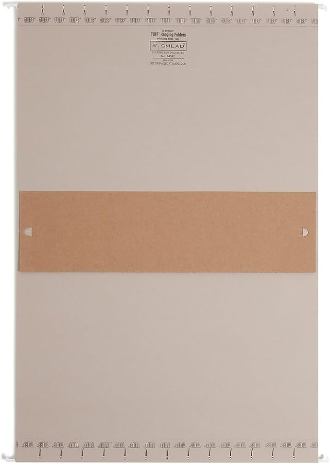 Smead TUFF Extra Capacity Box Bottom Hanging Folder, 4" Expansion, 1/3-Cut Easy Slide Tab, Legal Size, Steel Gray, 18 per Box (64342)