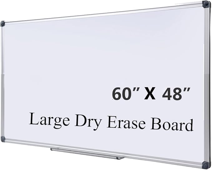 60 x 48 Inch Magnetic Whiteboard (5 x 4 Ft) - Modern Aesthetic Dry Erase Board for Home Office Decor, Creative Studio & Video Background - Anti-Ghosting Surface with Pen Tray