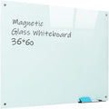 Magnetic Glass Whiteboard, 36"x60"Frameless Dry Erase Board White Board Surface Wall Mounted for Office, Classroom & Home