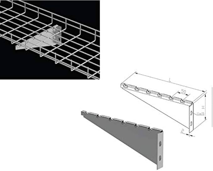 Kable Kontrol V Type Wall Bracket – 4” Width - Wire Mesh Tray Cable Management Rack Cords Organizer Cable Basket, Zinc Plated Steel NEC Approved for Network, Fiber Optic, Cabling Accessory