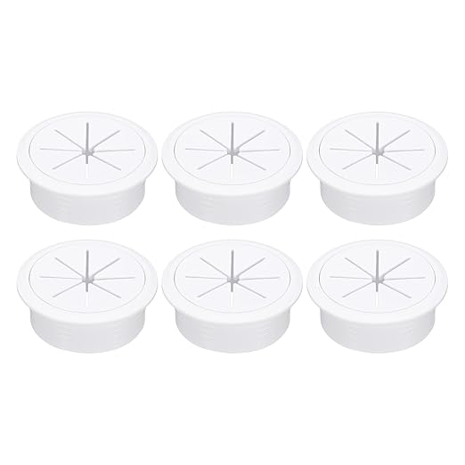 uxcell 6 Pcs Desk Grommet, 2.09 inch 53mm Desk Cable Hole Cover Wire Hole Insert for Home Office Table Cabinet Cord Organizer, White