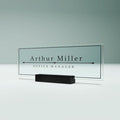 EGD Acrylic Desk Name Plate Personalized I Cute Office Decor I Office Desk Accessories with Various Material Options I Personalized Name Plate with Font Options (10 x 3.5 Inch) (1. Acrylic)