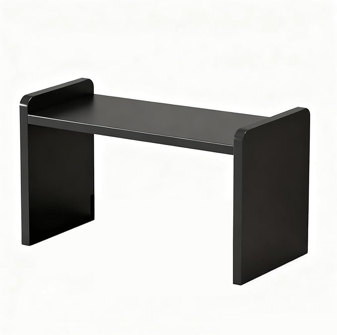 Desktop Storage Rack, Wooden Printer Stand with Compact Under Desk Shelf for Home Office Organization(Black,17.7 * 9.4 * 11.8in)