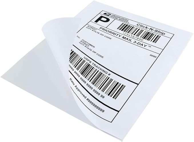 L LIKED 50 Full Sheet Self Adhesive Sticker Paper 8.5 x 11 Inches, Address Labels for Laser & Inkjet Printing (50 Sheets)