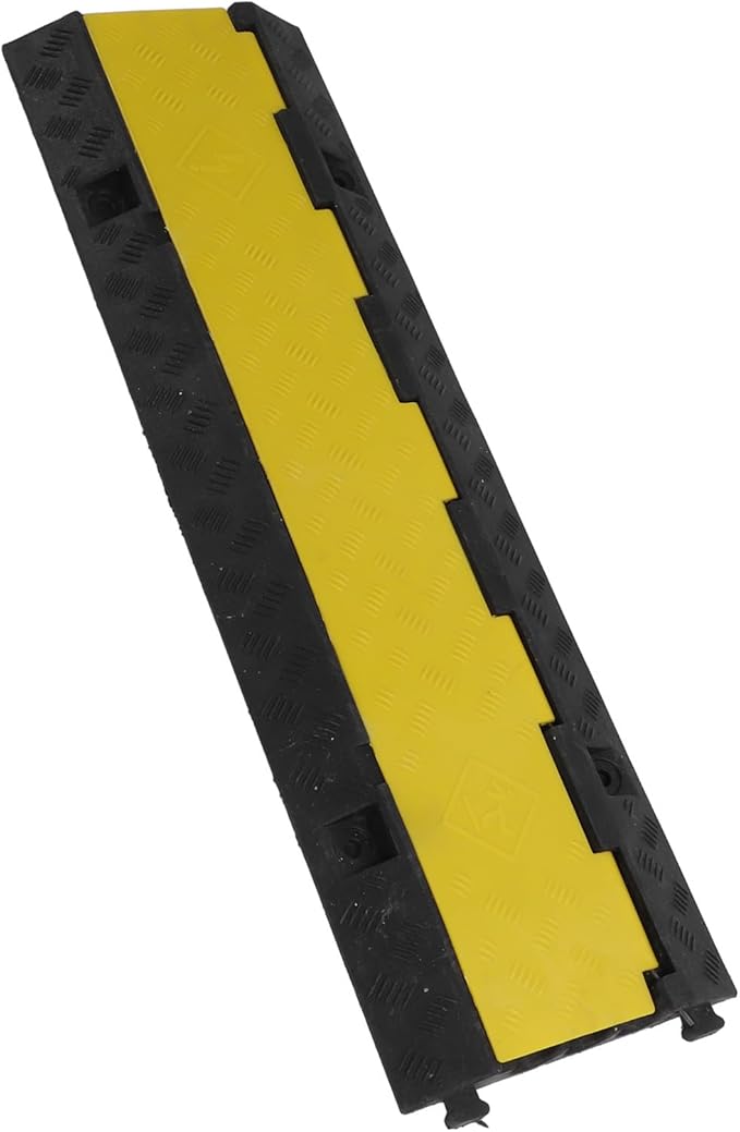 Ymiko Heavy Duty 3 Channel Cable Protector Ramp, 1m Rubber Cord Cover for Indoor Outdoor Use, Floor Cord Organizer with Traffic Rated Design