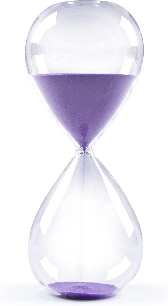 SWISSELITE Hourglass Sand Timers, Hourglass Sand Clock Inspired Glass for Home, Desk, Office Decor (6.5Inch-15Mins Violet)