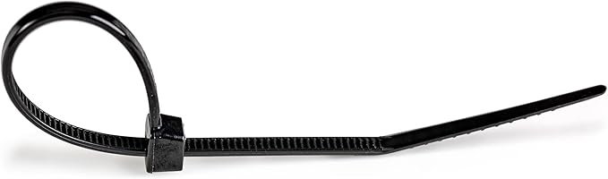 StarTech.com 6"(15cm) Cable Ties - 1/8"(3mm) Wide, 1-3/8"(39mm) Bundle Diameter, 40lb(18kg) Tensile Strength, Nylon Self Locking Zip Ties with Curved Tip - 94V-2/UL Listed, 100 Pack - Black, TAA