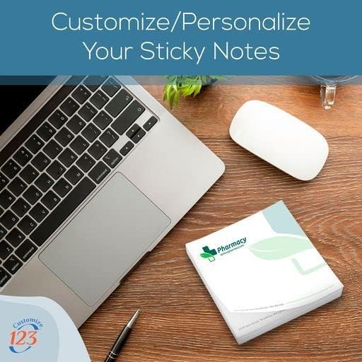 Personalized Sticky Notes 3" x 3" with Text or Logo, 25 Sheets, Custom Note Pads, to Do List Memo Pads, Adhesive Notepad, for Office, School, Business Marketing or Party Supplies, 1,000 Qty