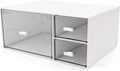 Desk Organizer Stackable Storage Drawers with 3 Compartments Stackable Drawers Great for Desk Storage, Makeup Storage Bathroom Organization Accessories Etc (White)