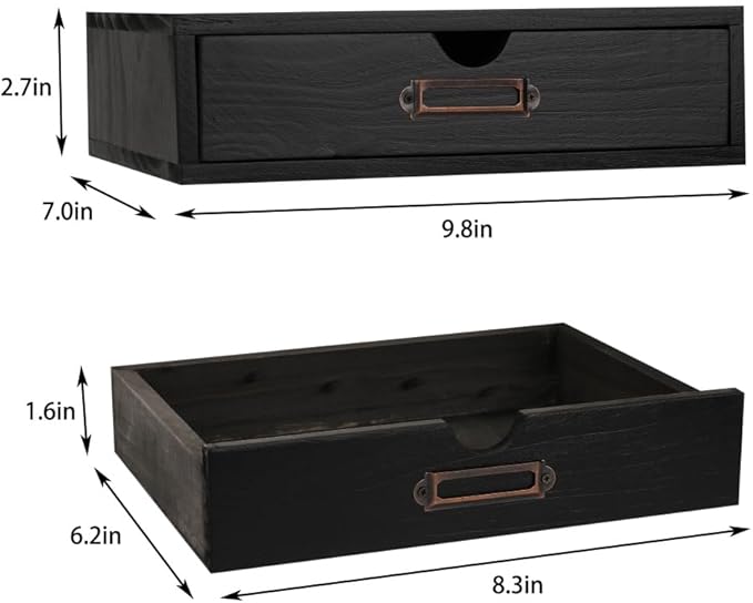Wooden Storage Box Apothecary Drawers Vintage Wooden Drawers Wood Desktop Organizer with Drawers Countertop Drawers Library Card Catalog Cabinet Apothecary Cabinet（BLACK）
