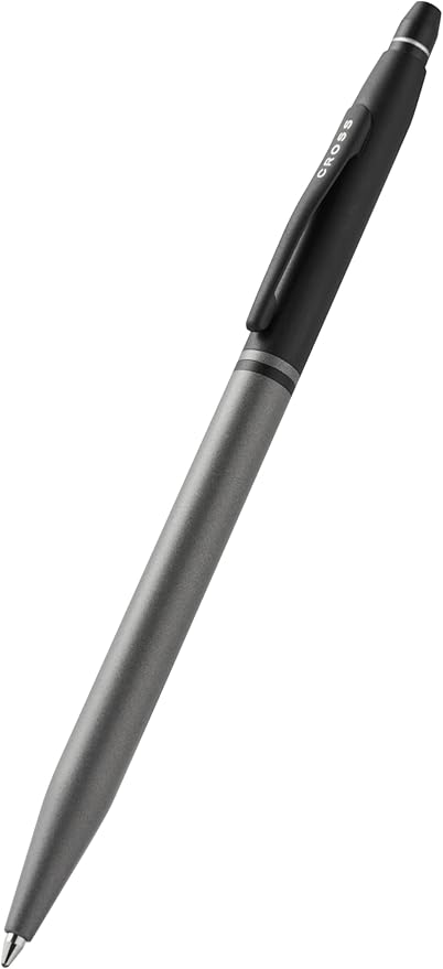 Cross Click Tuxedo Satin Metallic Gray with Black Appointments Ballpoint Pen