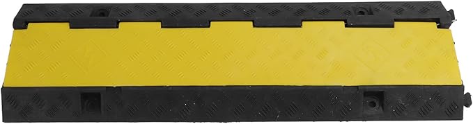 Ymiko Heavy Duty 3 Channel Cable Protector Ramp, 1m Rubber Cord Cover for Indoor Outdoor Use, Floor Cord Organizer with Traffic Rated Design