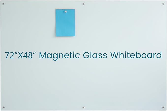 Magnetic Glass Dry Erase WhiteBoard 72"x48", Frosted Surface Glass White Board Wall Mounted for Office School Home