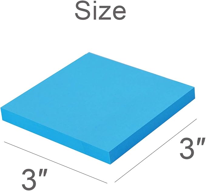 Sticky Notes 3x3 Inches,Bright Colors Self-Stick Pads, Easy to Post for Home, Office, Notebook, 48 Pads/Pack
