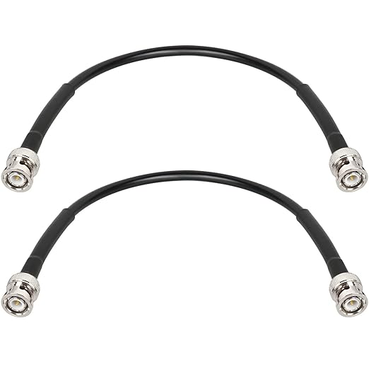 BNC Cable - 1FT 2PCS RG58 50 ohm Male to Male Coax Cables Low Loss BNC Extension Coaxial Cable with for Antennas, RF Radios, Modems, Oscilloscopes, Spectrum, etc (Black)