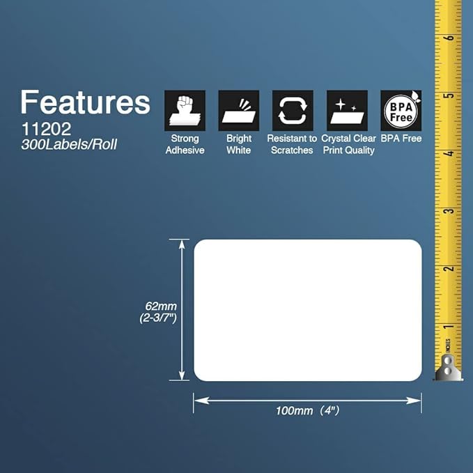 BETCKEY - Shipping/Name Badge Labels Replacement for Brother DK-1202 (2.4 in x 3.9 in), Compatible with Brother QL Label Printers [6 Rolls/1800 Labels, Mixed]