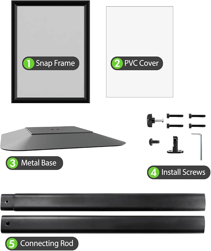 Heavy Duty Adjustable Pedestal Poster Sign Stand, 8.5x11 Aluminum Open Floor Standing Sign Holder for Vertical and Horizontal View Display (8.5x11,Black)