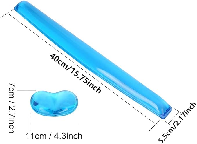Gel Keyboard & Mouse Wrist Rest Set - Keyboard Wrist Rest Pad & Mouse Support for Office Gaming Pad Computer Laptop Ergonomic Comfortable Pain Relief- Blue Pad Set