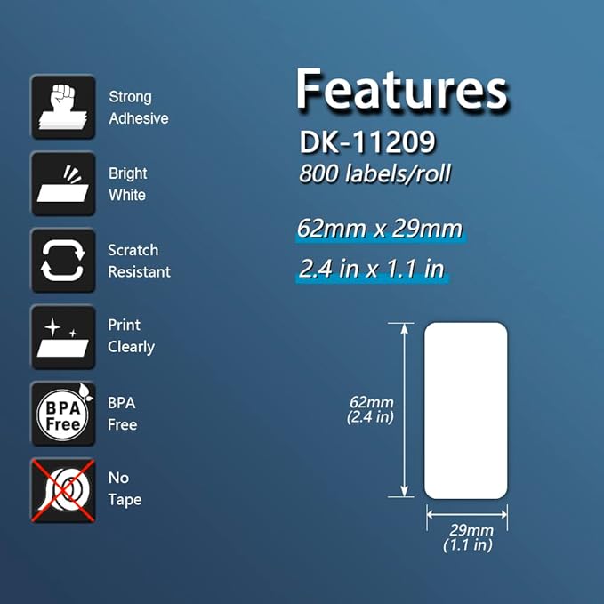 BETCKEY - Compatible Address/Barcode Labels Replacement for Brother DK-1209 (2-3/7" x 1-1/7"), Use with Brother QL Label Printers [20 Rolls/16000 Labels]