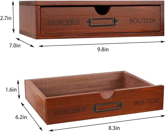 Wooden Storage Box Apothecary Drawers Vintage Wooden Drawers Wood Desktop Organizer Countertop Storage Box Library Card Catalog Cabinet Apothecary Cabinet（BROWN）