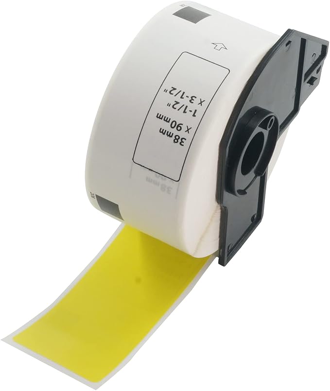 BETCKEY - Large Address Labels Replacement for Brother DK-1208 (1.4 in x 3.5 in), Compatible with Brother QL Label Printers [1 Rolls/400 Labels, Yellow]