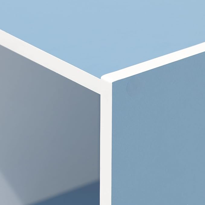 Furinno LUDER Book Shelf, 3-Cube Bookshelf, Bookcase with Open Shelves, 9.3 x 12 x 31.5, for Living Room, Bedroom, Home Office, White/Light Blue