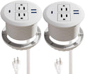 2 Pack Recessed Power Grommet 3 Inch,20W Fast Charging USB C.Fadossu Desktop Flush-Mount Power Grommet Outlet with 2-AC Outlet,3-USB Port,Fit 3-1/8" Round Desk Grommet Hole,6.56FT Cord,White