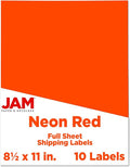 JAM PAPER Full Sheet Shipping Labels - Printable Sticker Paper - 8 1/2 x 11 - Neon Deep Red/Orange - 10 Full Pages/Pack