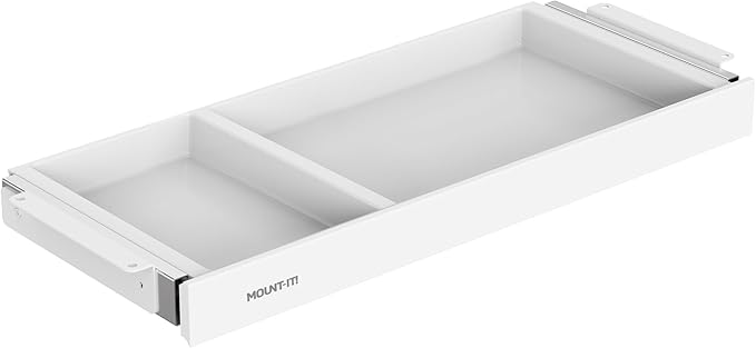 Mount-It! Under Desk Storage Drawer - Shallow Under Desk Drawer Organizer - Standing Workstation Storage Attachment - 20.7" Width Under Table Counter Pull Out Compartment - White