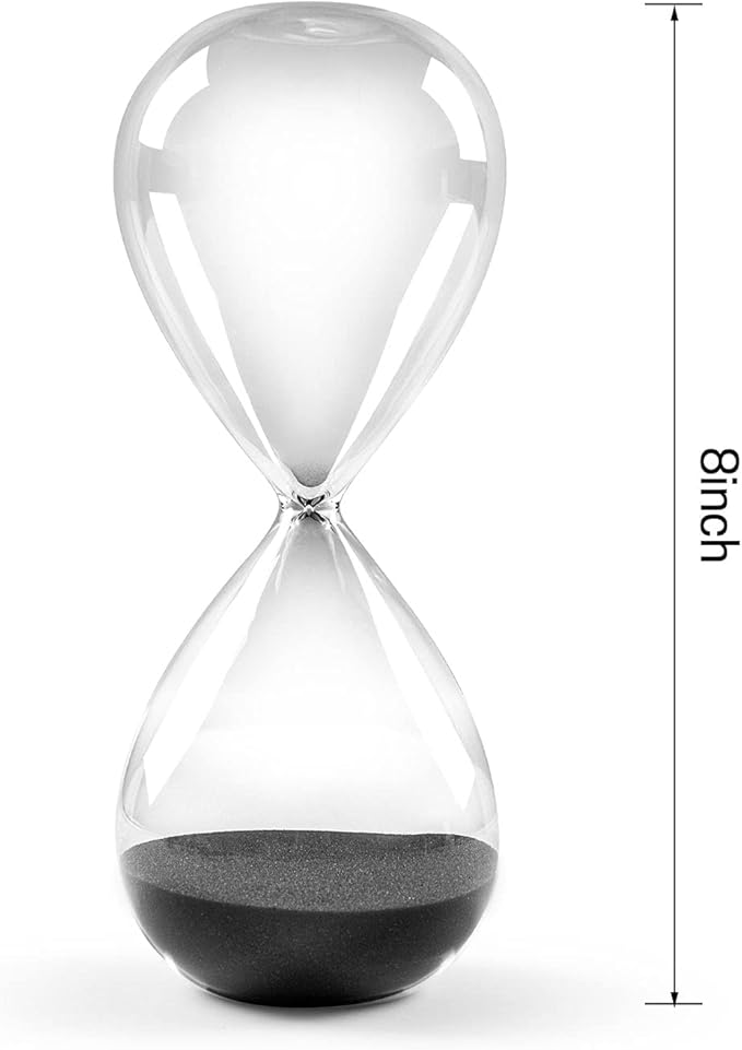 SWISSELITE Hourglass Sand Timers, Hourglass Sand Clock Inspired Glass for Home, Desk, Office Decor(8Inch-30Mins Black Beauty)