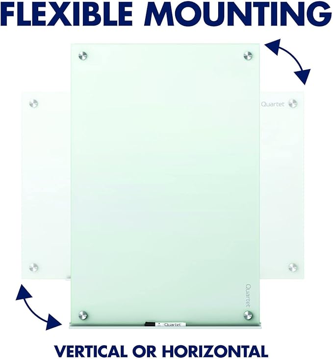 Quartet Whiteboard, Glass Dry Erase Board, Magnetic, 8' x 4', Infinity Frameless Mounting, White Surface, Accessory Tray, 1 Dry Erase Marker and 2 Glass Board Magnets (G9648W-A)