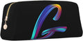 Cute Initial Pencil Case for Kids Simple Leather Pencil Pouch for Boys Girls Letter Design Pencil Box Pen Bag Pencil Pouch Office Stationery Organizer, Rainbow Letter G