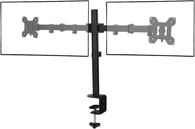 Monitor Desk Mount, Heavy Duty Adjustable Monitor Stand, Arm Desk Mount with C Clamp/Grommet Base (Dual Arms Fit 13"-32")