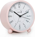 Super Silent Metal Alarm Clock,Beep Wake Round Alarm Clock with Night Light,Battery Operated,Easy Set,Simple & Retro for Desk, Bedroom and Home Decoration(Pink)
