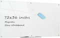 Glass Whiteboard Magnetic Dry Erase Board 6' x 3', Large Frameless Glass White Board for Wall, White Surface.