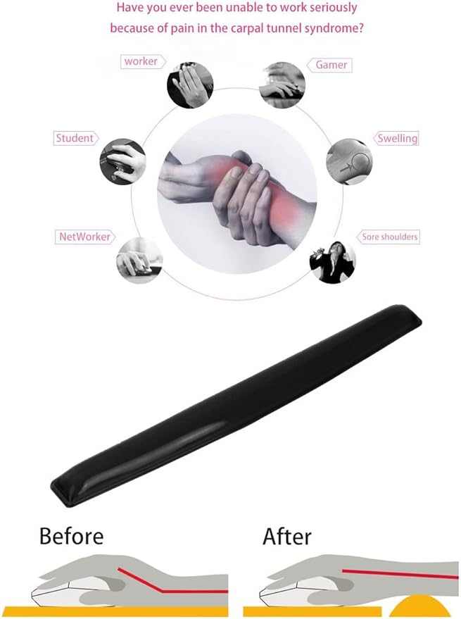 Gel Keyboard & Mouse Wrist Rest Set - Keyboard Wrist Rest Pad & Mouse Support for Office Gaming Pad Computer Laptop Ergonomic Comfortable Pain Relief- Pad Set (Black Pad Set)