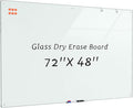 Large Glass Whiteboard, Enhanced Magnetism Glass Dry Erase Board for Wall, 72" x 48" Magnetic Tempered Glass Board, 6' x 4' Big White Board for Home, Office, School