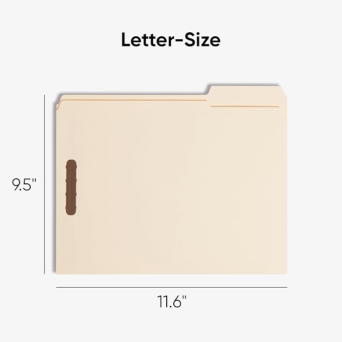 Smead Fastener File Folders, 25 Count, Manila, Reinforced 1/3-Cut Tabs, Letter Size (14536)