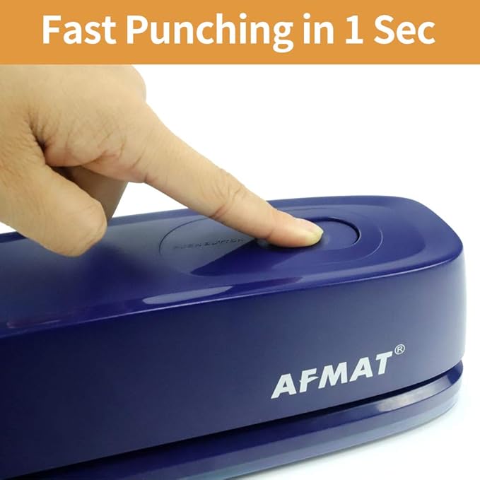 AFMAT Electric 3 Hole Punch, 20-Sheet 3 Hole Puncher for Binder, Effortless Punching, 9/32" Hole Diameter, Paper Hole Puncher 3 Hole Heavy Duty, for Office/School/Studio, AC or Battery Operated, HP07