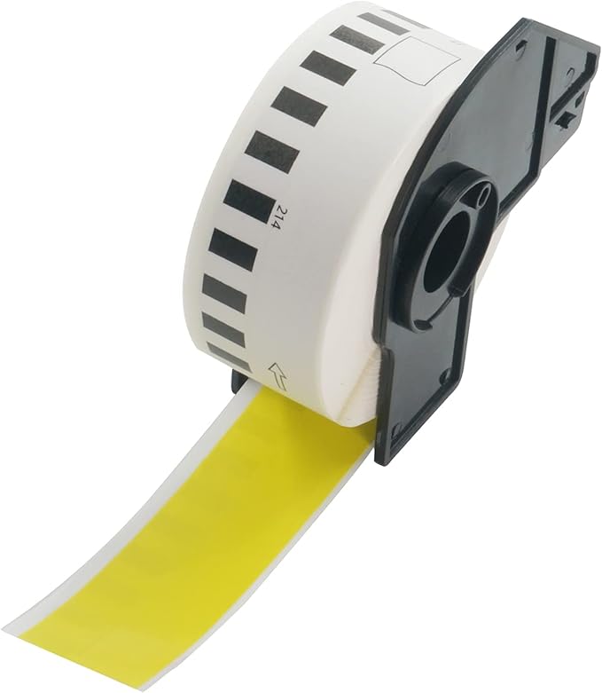 BETCKEY - Continuous Length Labels Replacement for Brother DK-2214 (0.47 in x 100 ft), Compatible with Brother QL Label Printers [1 Rolls/Continuous Labels, Yellow]