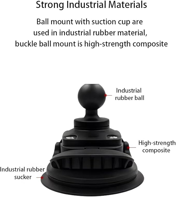 Strg Suction Cup Mount with 1'' Ball, Ball Mount with Suction Cup Base Compatible with RAM Mount and All 1 Inch/B Size/ 25mm Ball Double Socket Arms