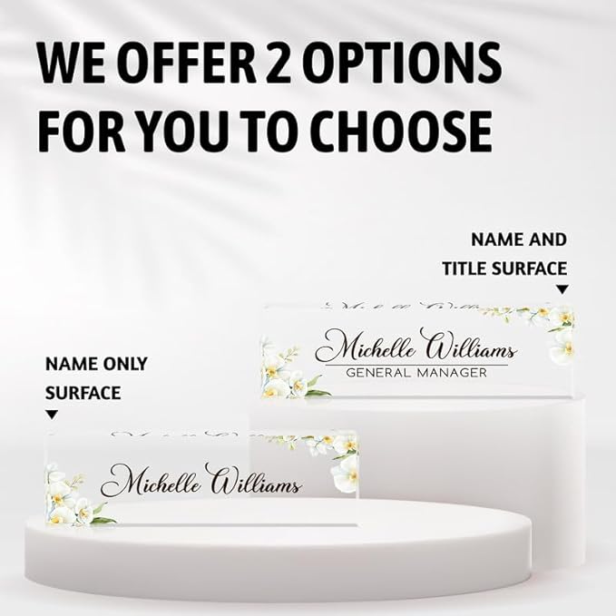 Desk Name Plate Personalized Name Plate for Desk, Office Desk Decor, 3D Style Personalized Plaque Name Plates for Desks Custom Appreciation Gifts for Boss Lady Employee Coworkers (Phalaenopsis Orchid)