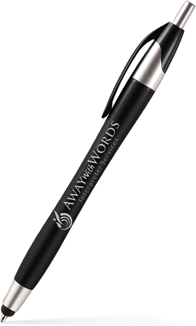 Pencil Guy Promotional Personalized Imprinted Stylus Pens- Black -100 Quantity
