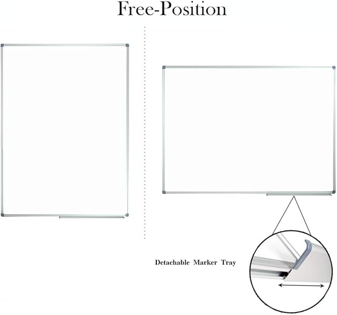 JILoffice Magnetic Dry Erase Board/Whiteboard, White Board 48 x 36 Inch, Silver Aluminum Frame Wall Mounted Board for Office Home and School