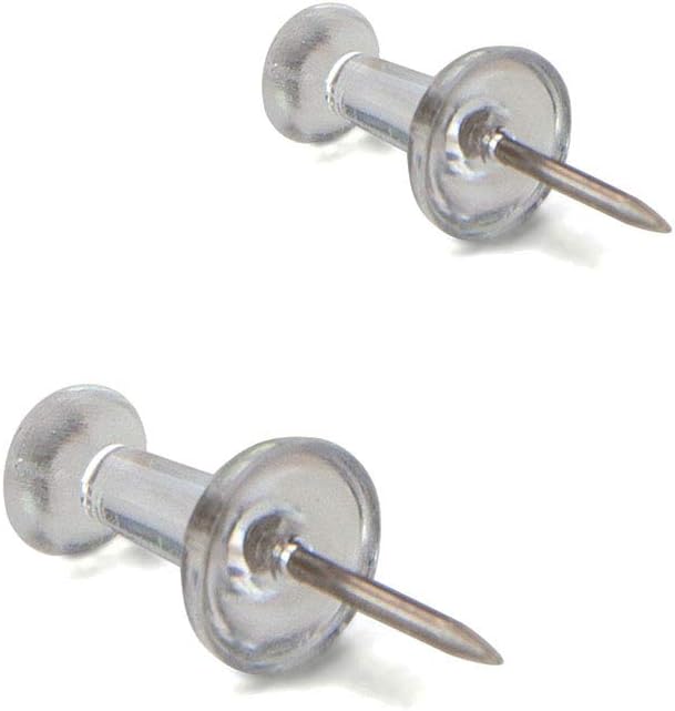 U Brands Push Pins, Clear Plastic Head Thumbtacks, Steel Point, (Pack of 24, 4800 Count Total)