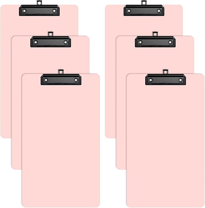 Zoenley Legal Size Clipboard Set of 6, Pink 8.5 x 14 Clip Board for Lawyer, Nurse, Business, with Low Profile Black Clip, Office & School Supplies